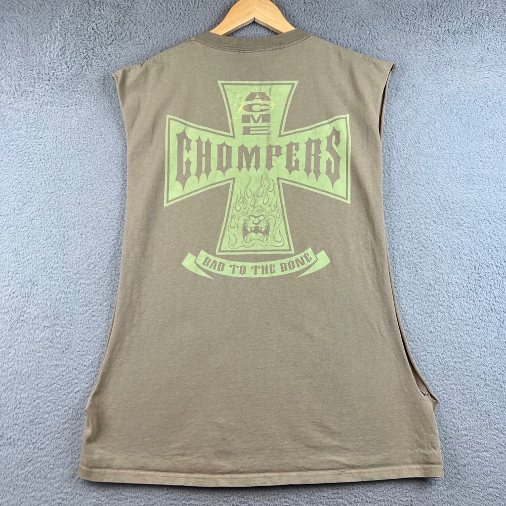 Vintage Six Flags Acme Chompers Taz Muscle Tee Brown Mens Large Warner Bros